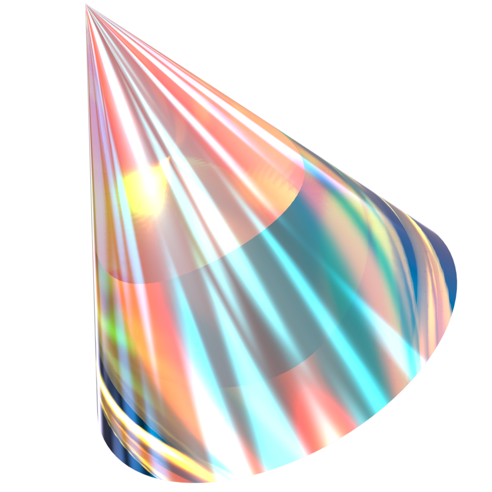 a party hat with a rainbow colored light png