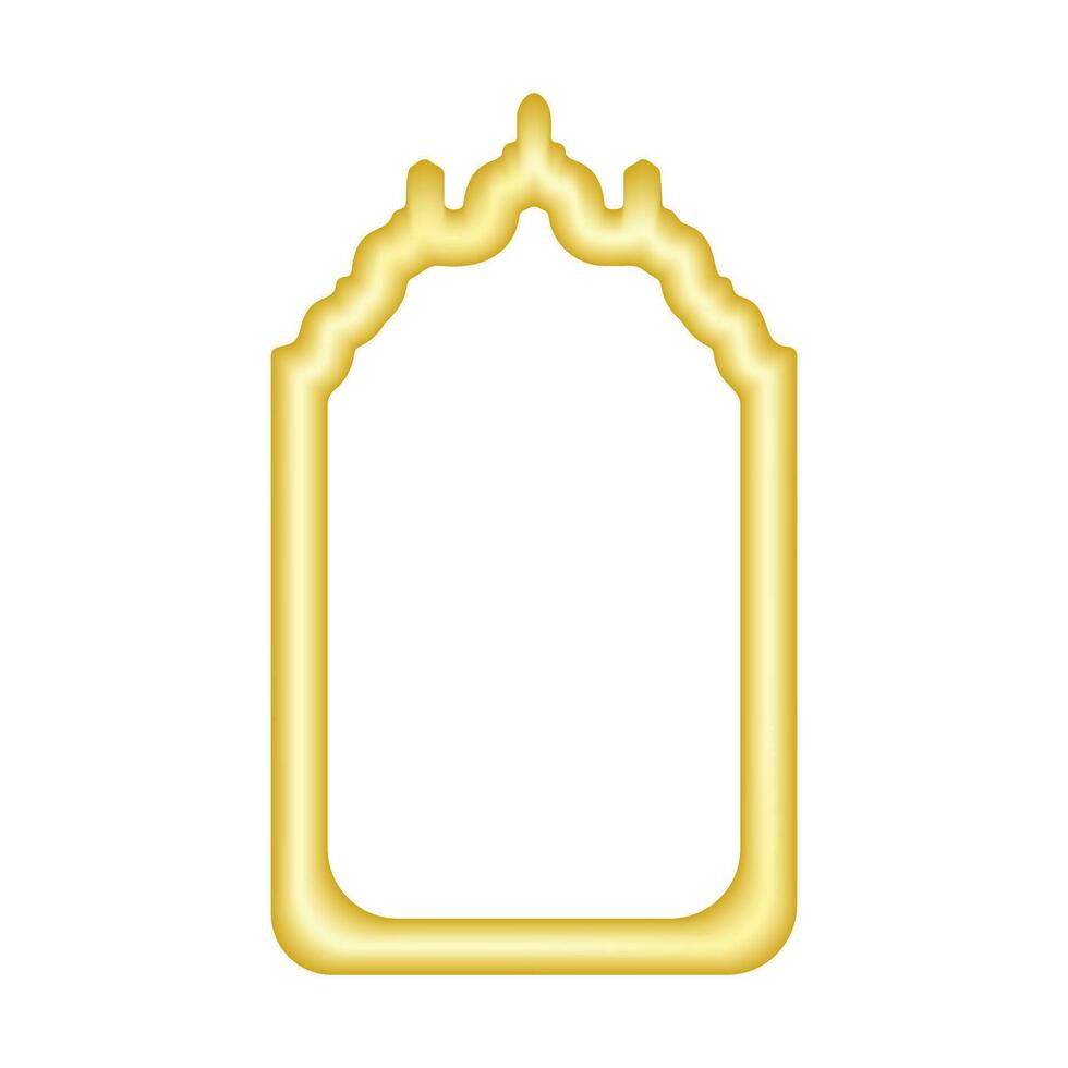 3d golden frame. Arabic golden arch. Vector illustration