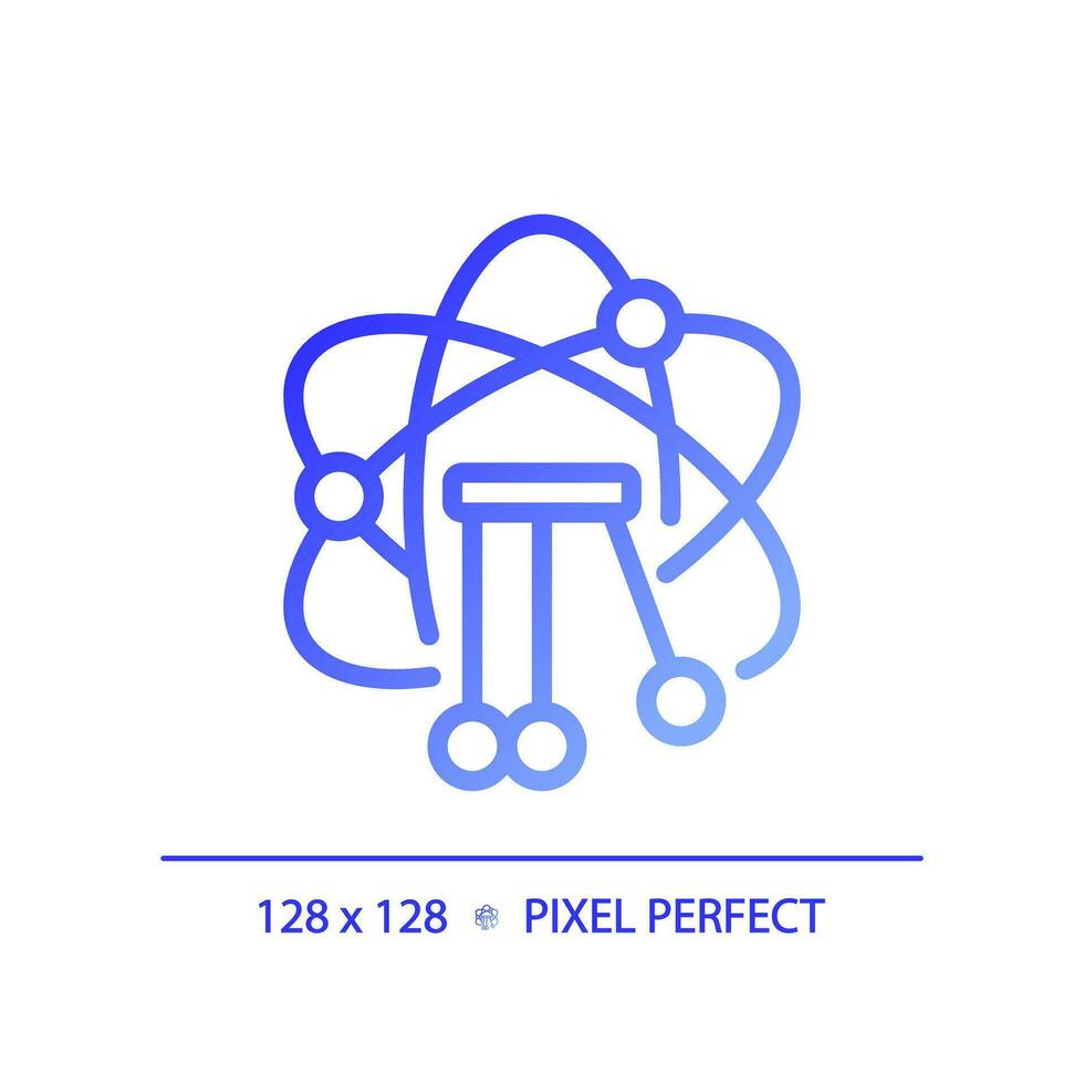 STEM in physics pixel perfect gradient linear vector icon. Subject learning with interest. Student motivation. Thin line color symbol. Modern style pictogram. Vector isolated outline drawing