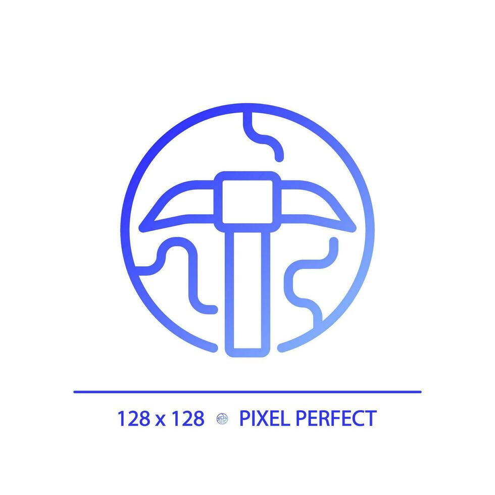 STEM in geology pixel perfect gradient linear vector icon. Mineral deposits searching. Ore extraction technology. Thin line color symbol. Modern style pictogram. Vector isolated outline drawing