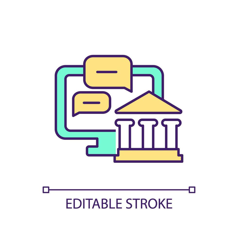 Online banking support RGB color icon. Customer assistance. Client questions and suggestions. E-banking service. Isolated vector illustration. Simple filled line drawing. Editable stroke