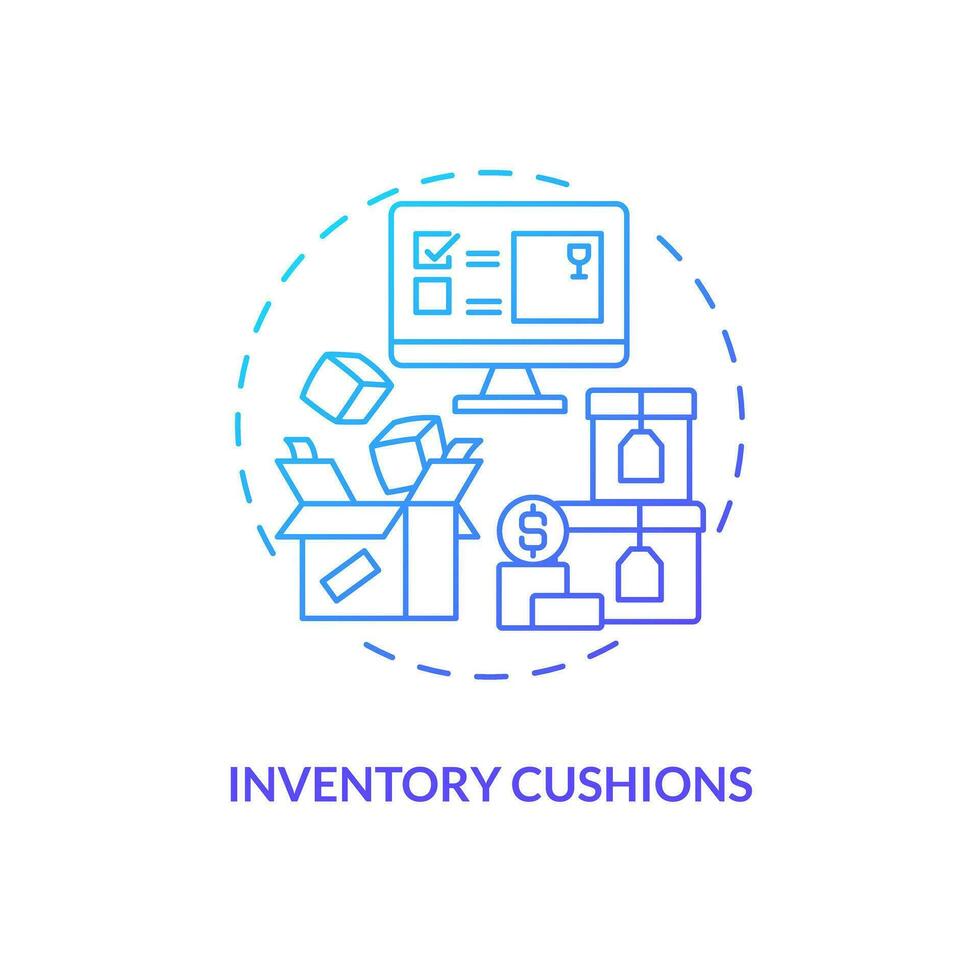Inventory cushions blue gradient concept icon. Parts storage organization. Key supply chain strategy abstract idea thin line illustration. Isolated outline drawing vector