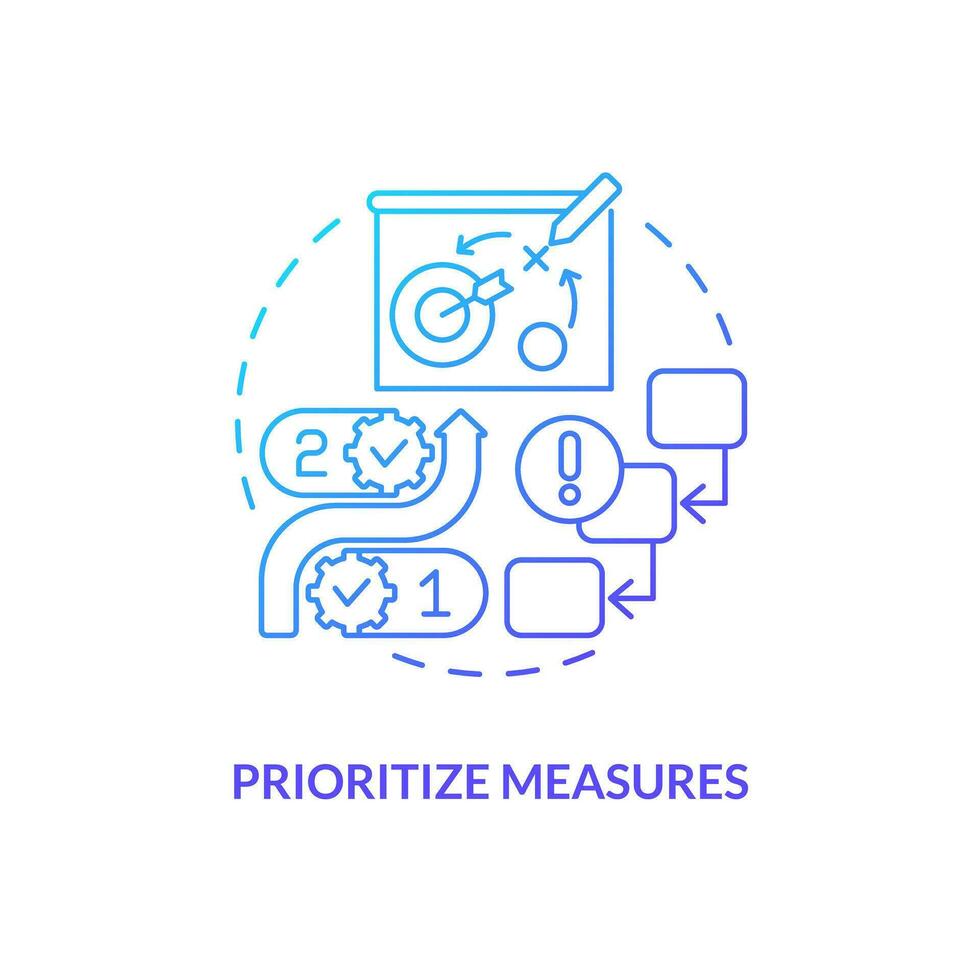 Prioritize measures blue gradient concept icon. Define goals and strategy. Disruption action plan abstract idea thin line illustration. Isolated outline drawing vector