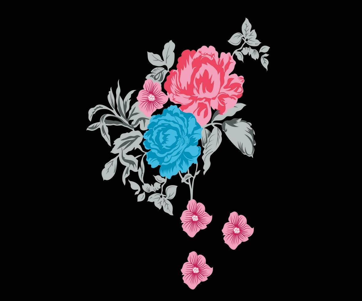 A group of flowers on a black background vector