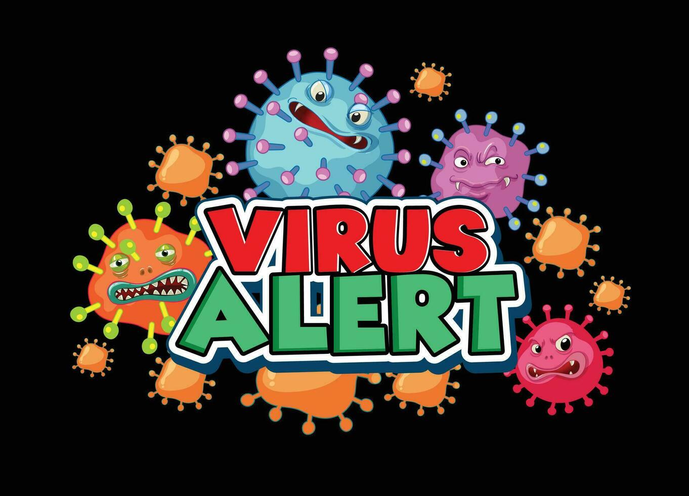 virus alert black background vector