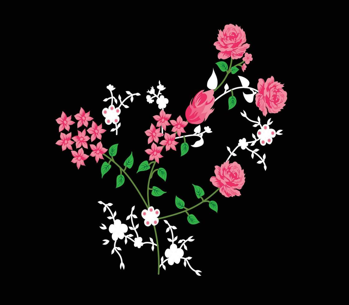 un rosado flores en un negro antecedentes vector