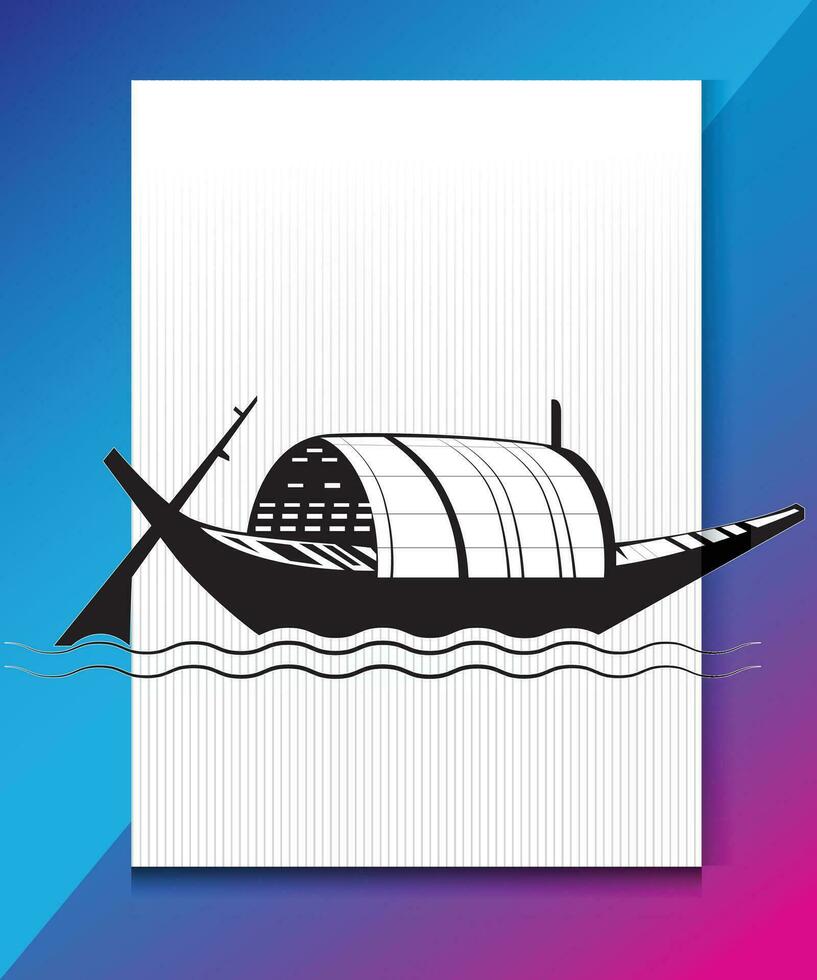 white black sea boat background templete vector