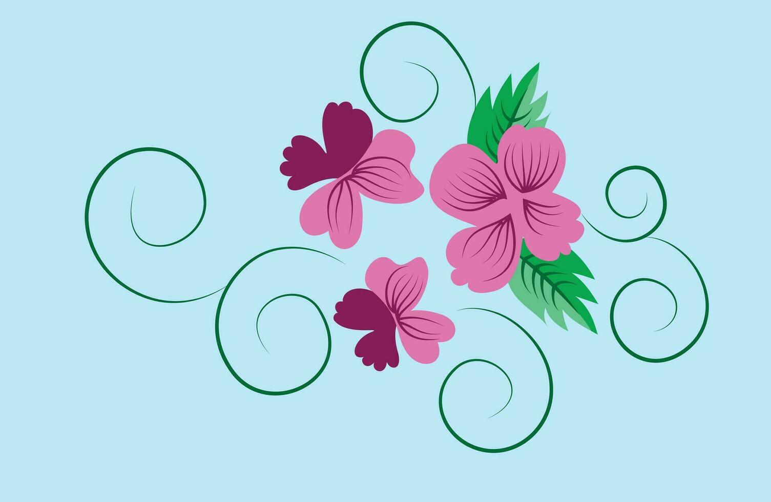 un dibujo de flores y hojas vector