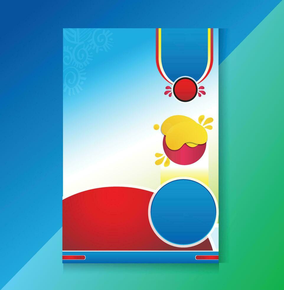 A colorful flyer with a red circle and blue ribbon vector