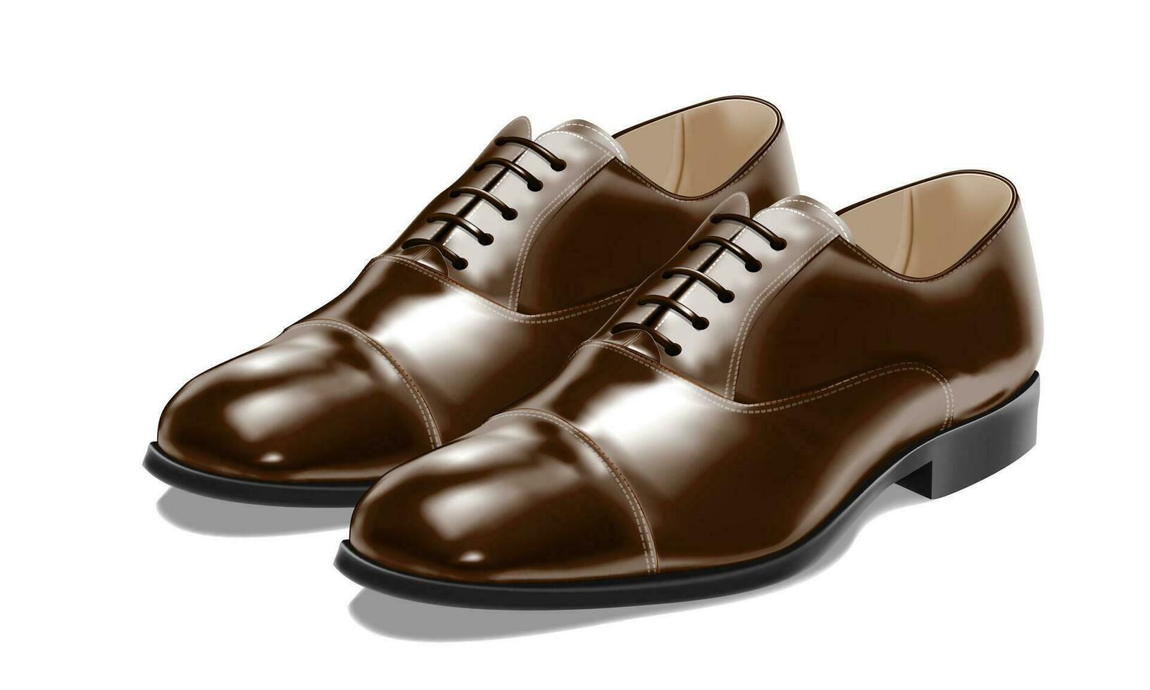 Realistic vector brown leather shoes luxury for men on white background