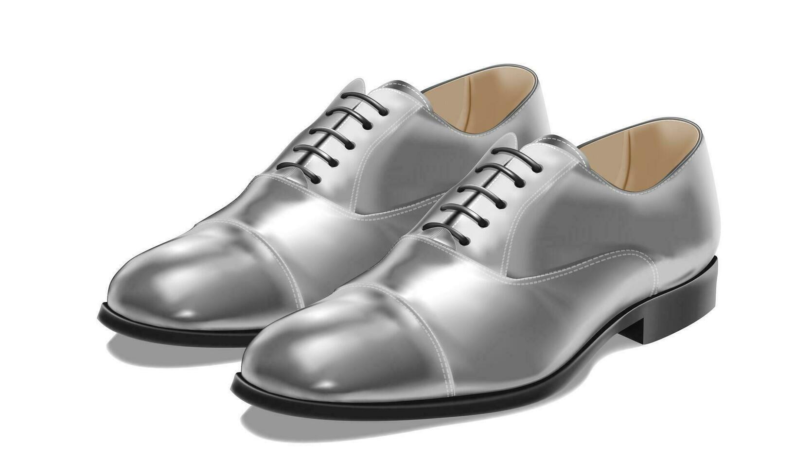 Realistic vector grey leather shoes luxury for men on white background