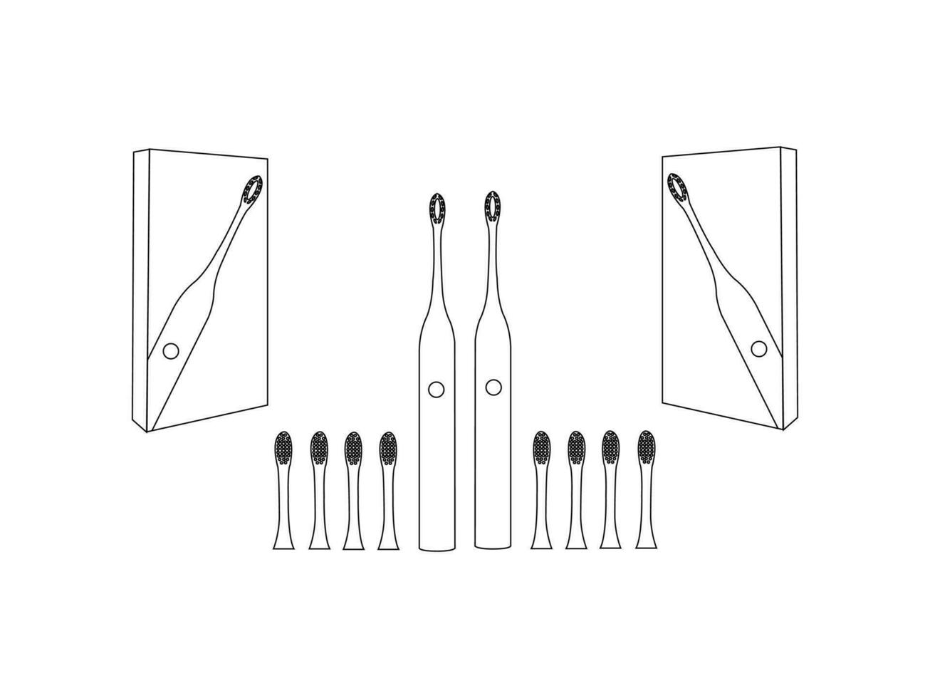 electric tooth brush set vector design and outline. electric tooth brush set vector art, icons, and vector images. electric tooth brush set vector design with white background.