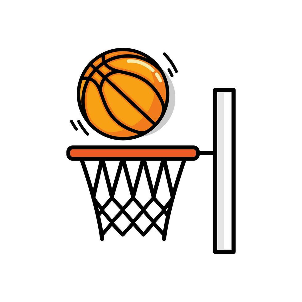 baloncesto aro y pelota icono en plano diseño estilo. vector ilustración