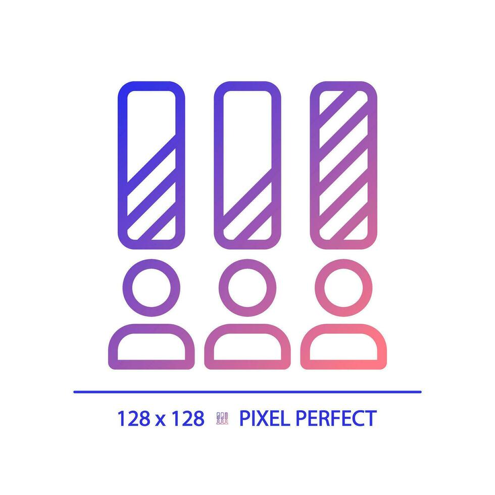 2D pixel perfect gradient icon of candidate ranking with bar graph, isolated vector illustration, chart.