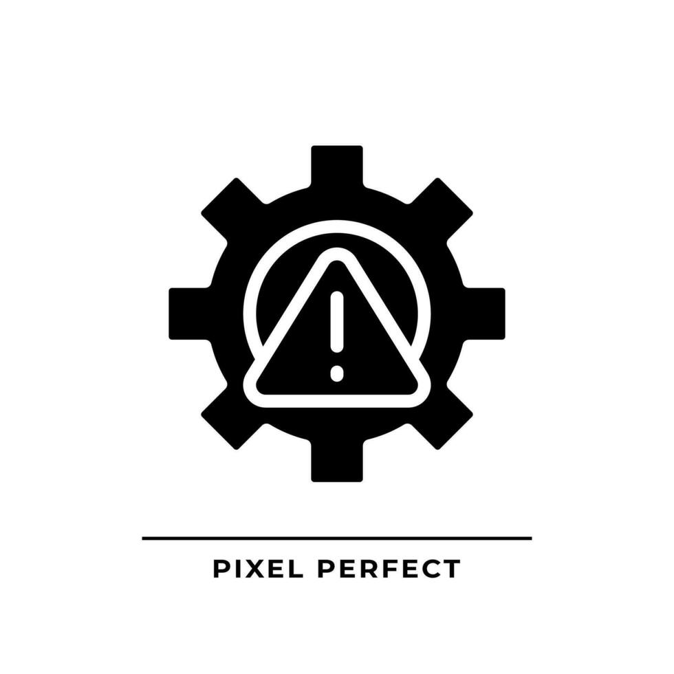 Setup error black glyph icon. Technical problem. System failure. Software installation error. Warning sign. Silhouette symbol on white space. Solid pictogram. Vector isolated illustration