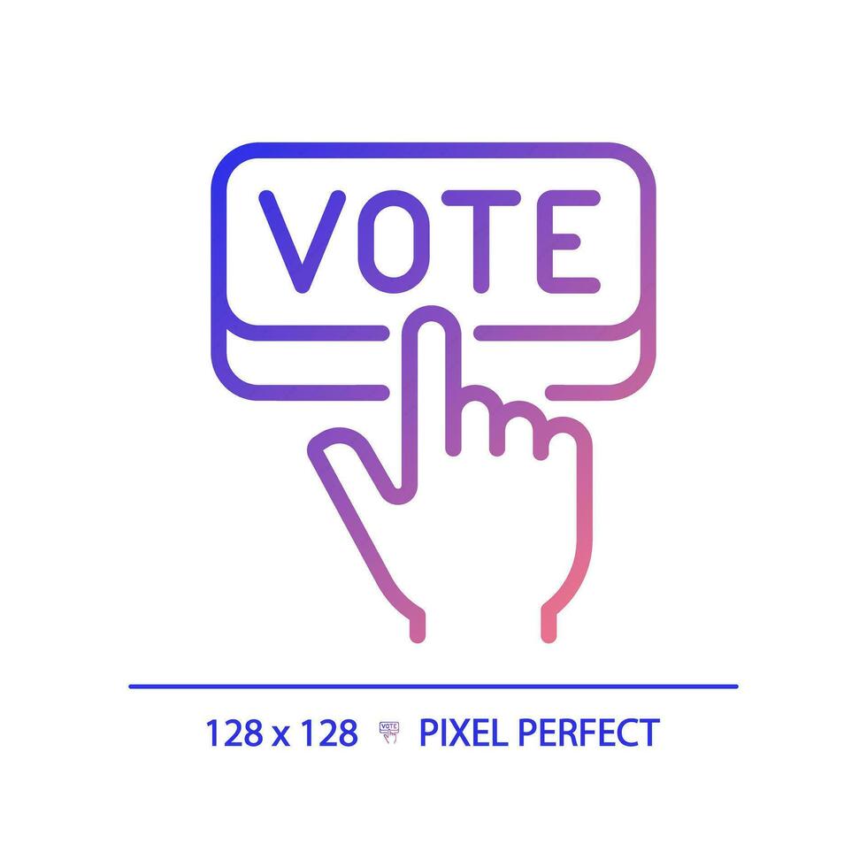 2D pixel perfect gradient icon of hand pressing vote, vector illustration representing voting, election sign.