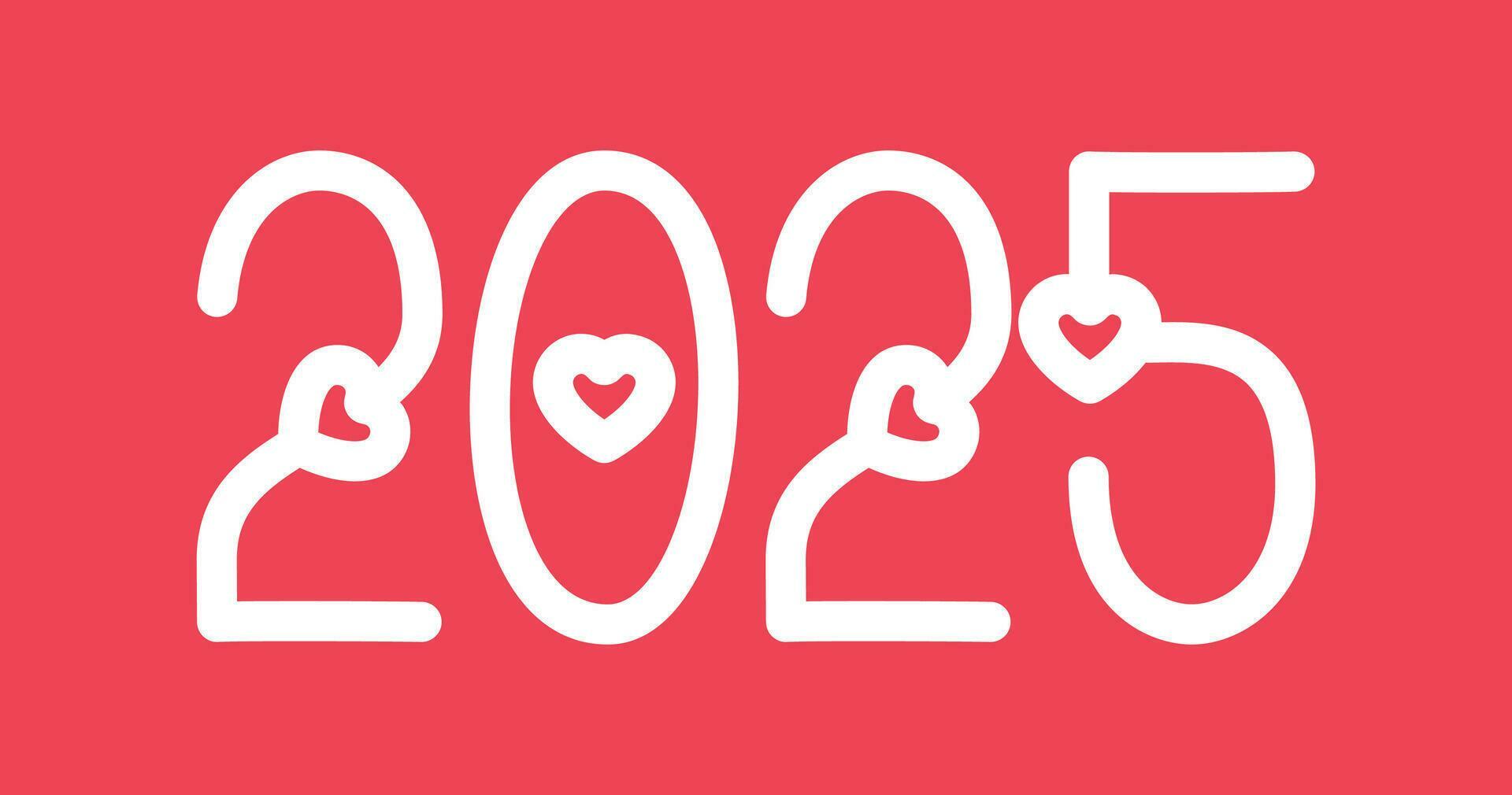 2025 Happy New Year Simple Romantic Love Style Lines Heart Happy New 2025 Happy New Year Simple Romantic Love Style Lines Heart Happy New Year 2025 Holiday Design For Greeting Card Invitation Calendar Etc Stock Illustration Vector