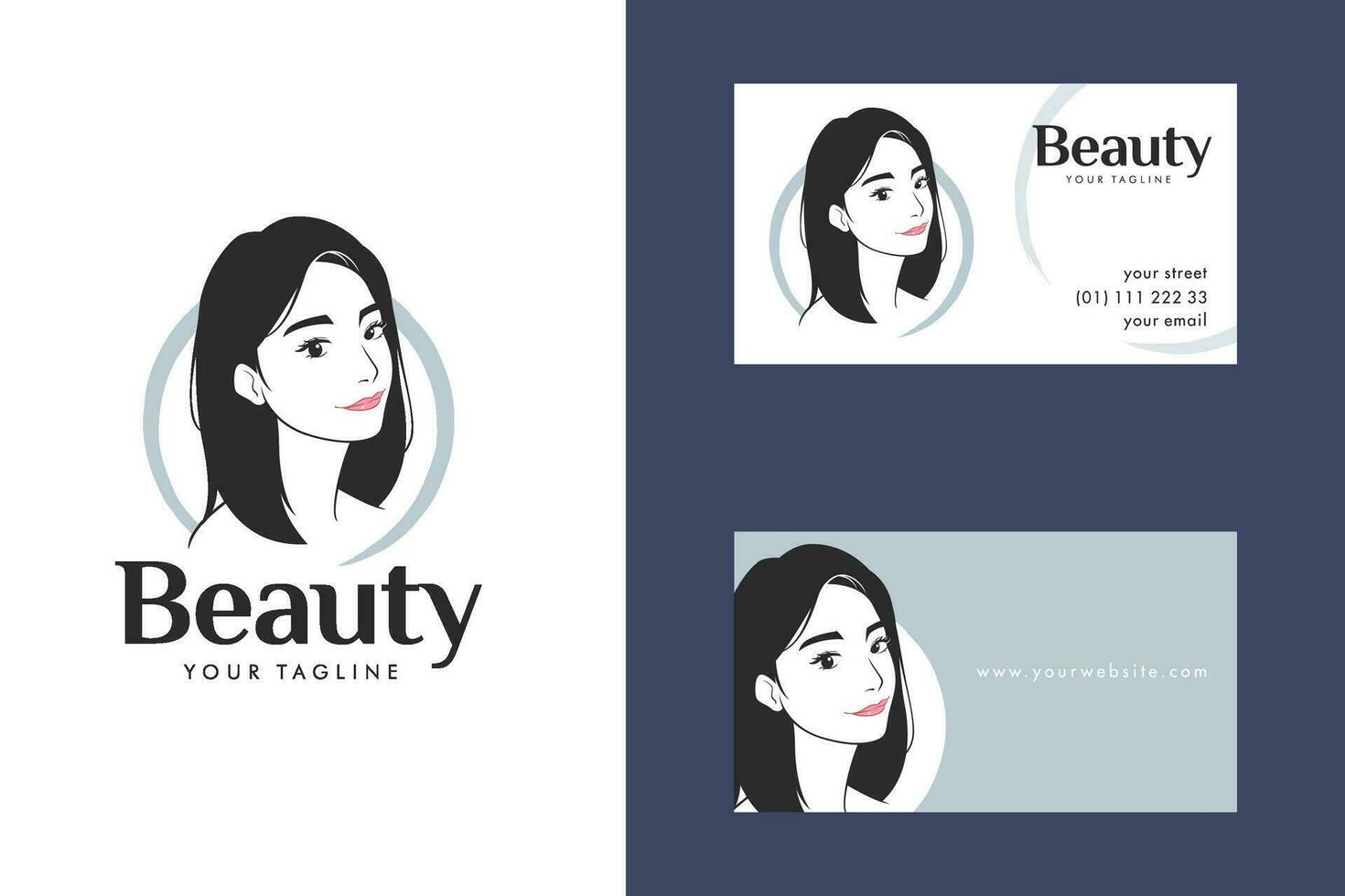 Beauty Long Hair women logo with brand identity vector