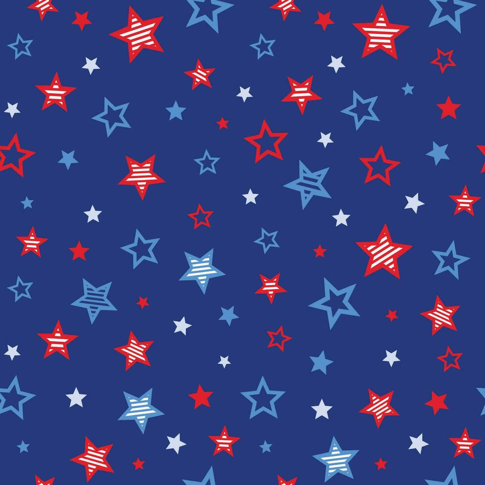 rojo y azul estrellas unido estados sin costura modelo diseños vector