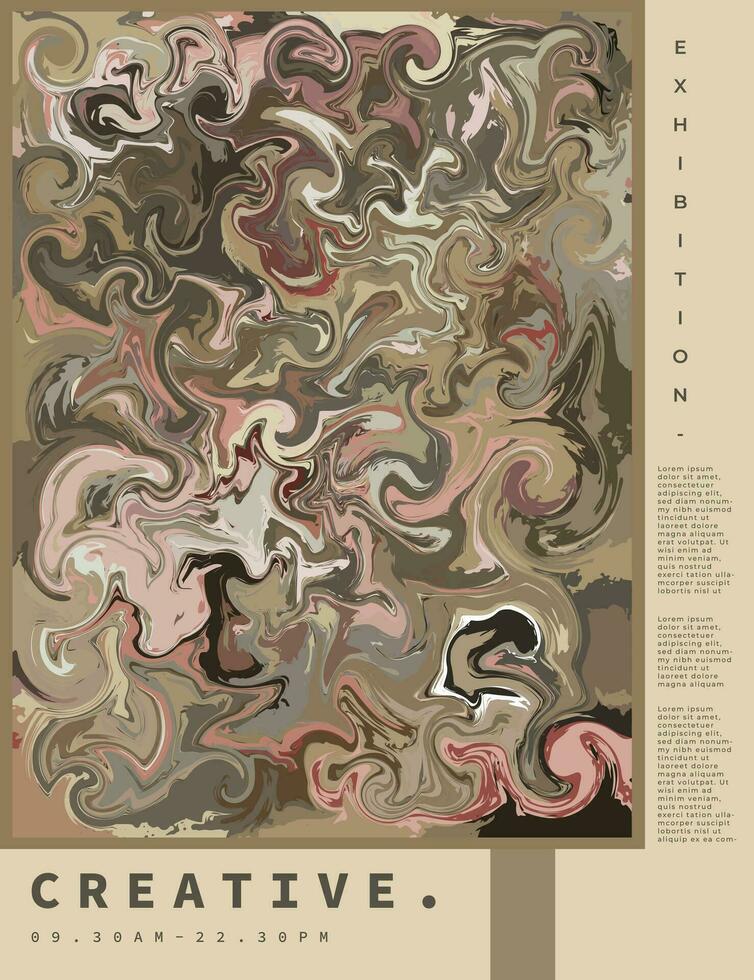 Abstract fluid paint background template copy space. Contemporary swirl artwork backdrop design. Suitable for poster, banner, landing page, brochure, magazine, or event graphic element. vector