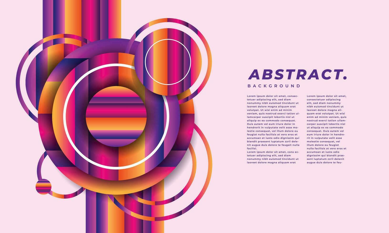 Colorful and abstract geometric background template copy space. Circle shapes and line backdrop design. Modern graphic element for poster, banner, presentation page or landing page. vector