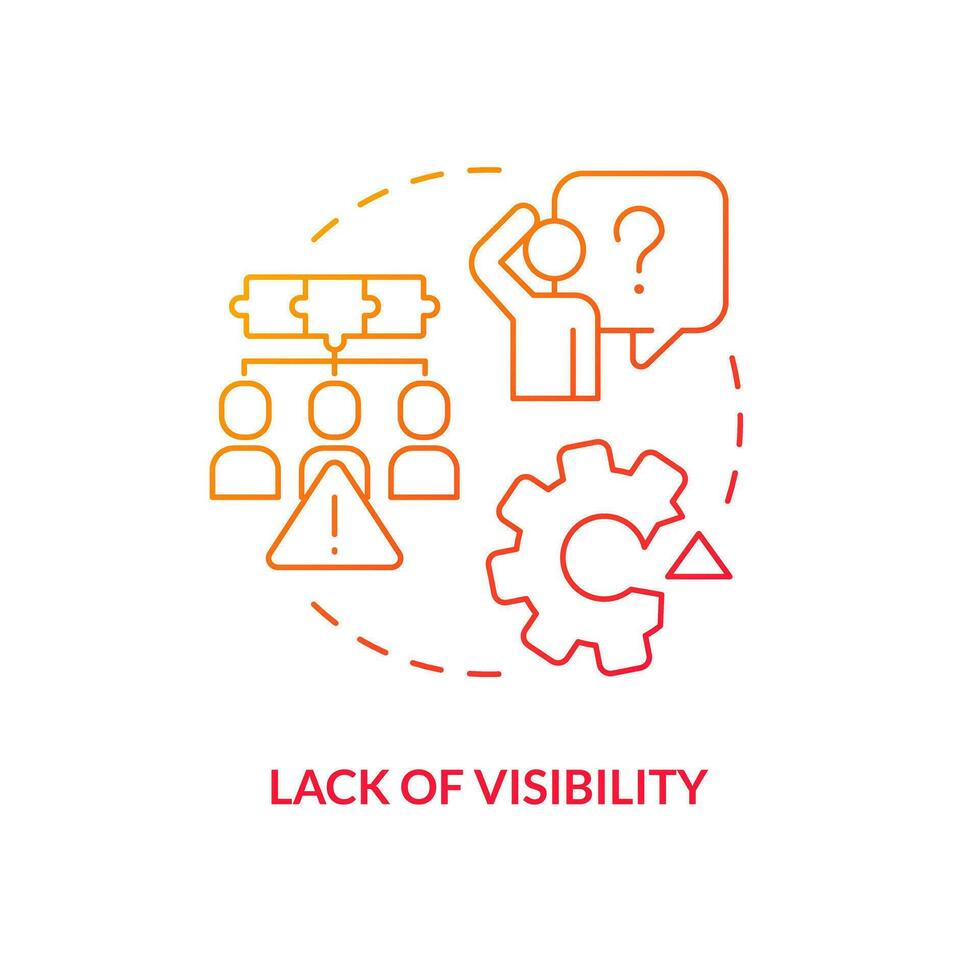 Lack of visibility red gradient concept icon. Software release. Frequent output management problem abstract idea thin line illustration. Isolated outline drawing vector