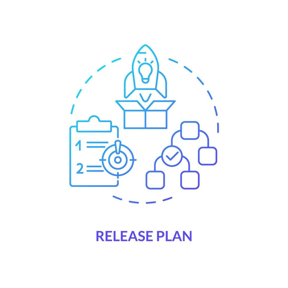 Plan blue gradient concept icon. Product development strategy. Building release management process step abstract idea thin line illustration. Isolated outline drawing vector