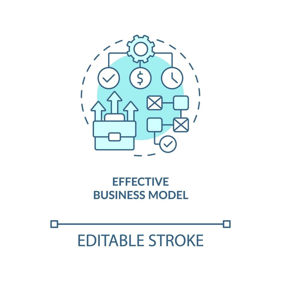 Effective business model concept turquoise icon. Profitable startup plan abstract idea thin line illustration. Isolated outline drawing. Editable stroke vector