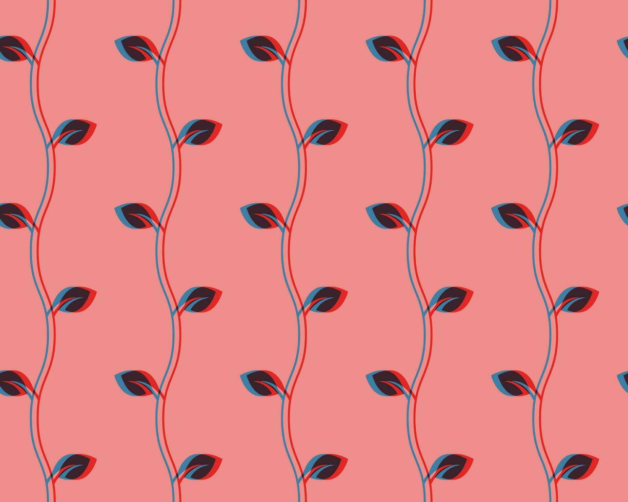 Branch and Leaf Seamless Pattern with Risograph Style Trends for Printing Needs, Wallpaper Background vector