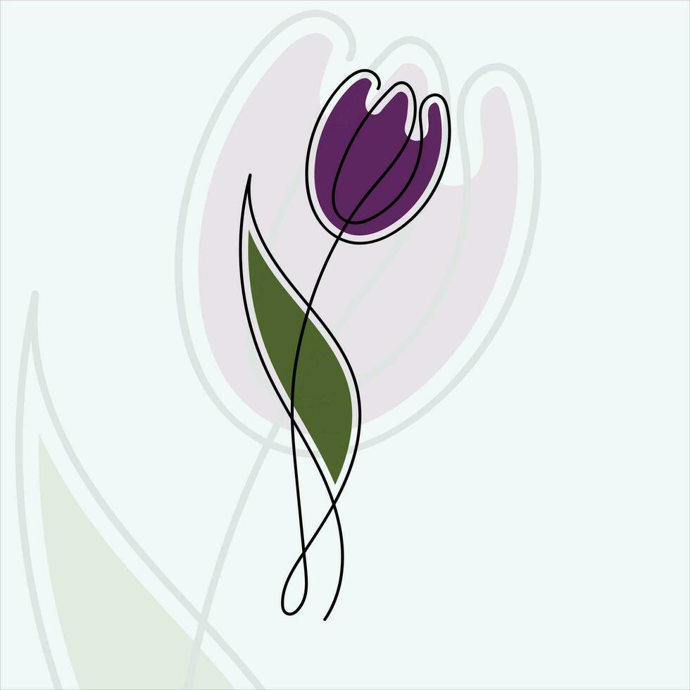 mano dibujado tulipán continuo línea dibujo vector ilustración