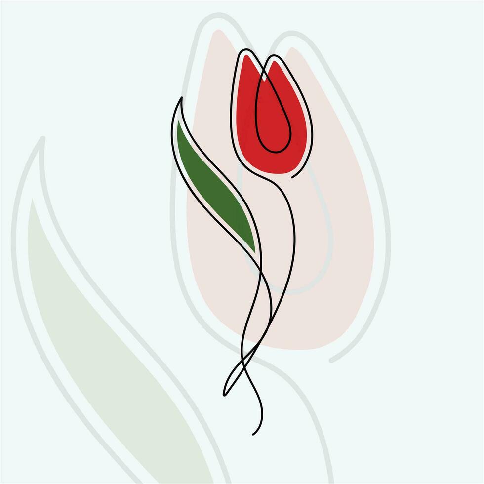 Hand-drawn Tulip flower line drawing art vector illustration