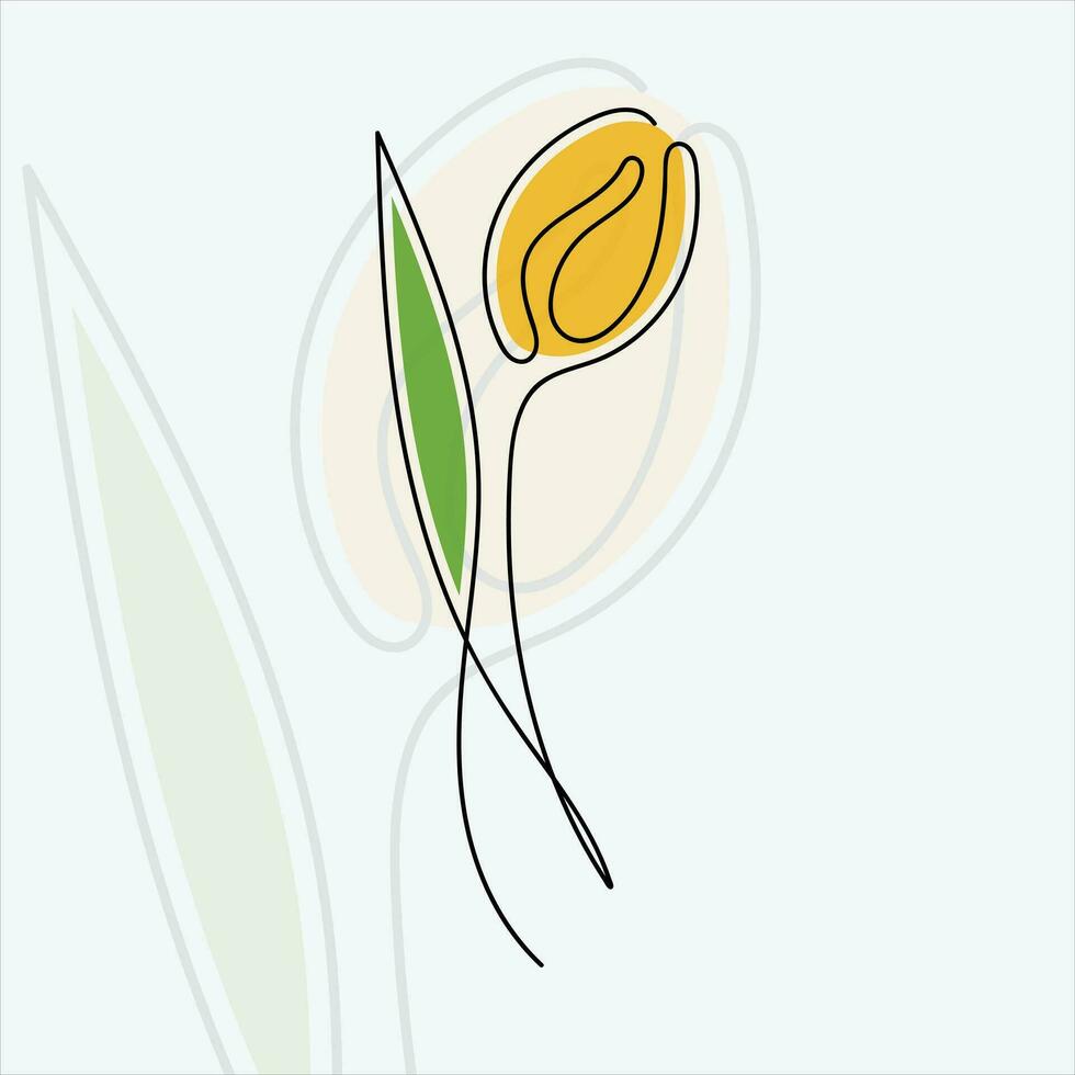 Hand drawn Tulip continuous line drawing vector illustration
