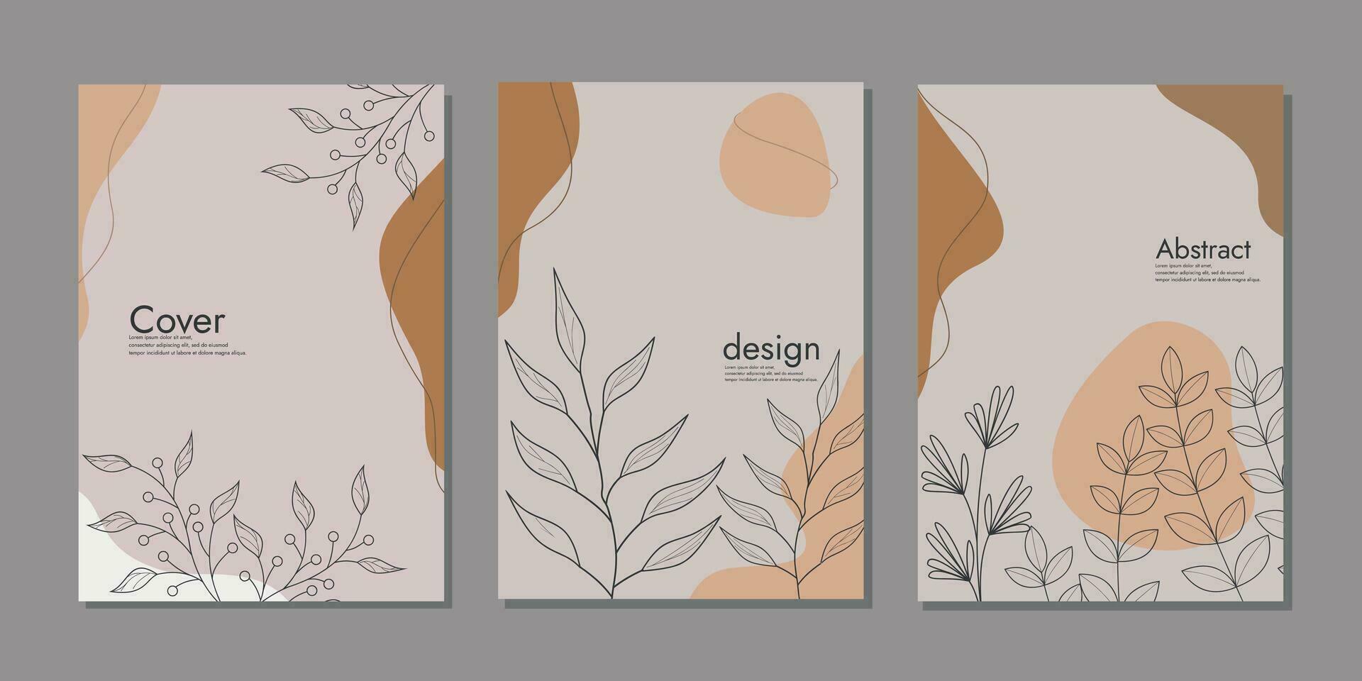 cubrir página cuaderno colección con mano dibujado floral decoraciones plantillas con resumen hojas. Perfecto para diario, libros, revistas, diarios, catálogos, planificadores y volantes vector