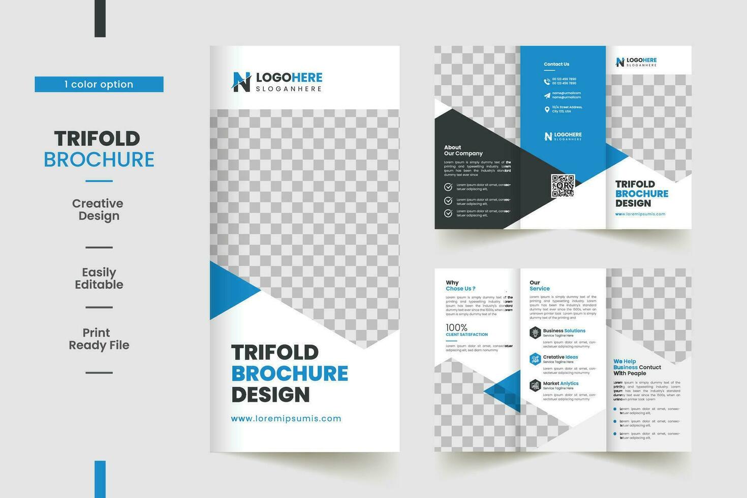 Corporate Business Trifold Brochure Template with A4 Size vector