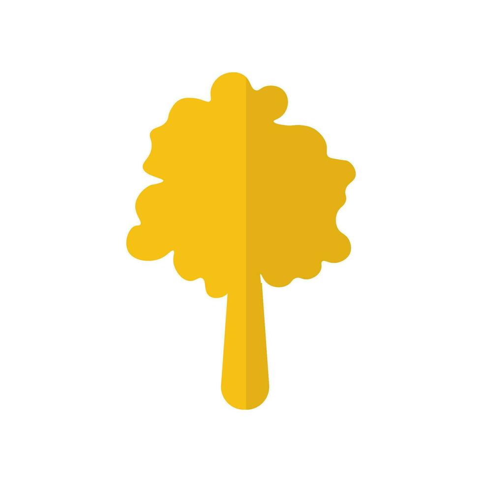 Yellow Autumn Tree Vector Simple Flat Icon. Suitable for design of websites, postcards, books, patterns and other purposes