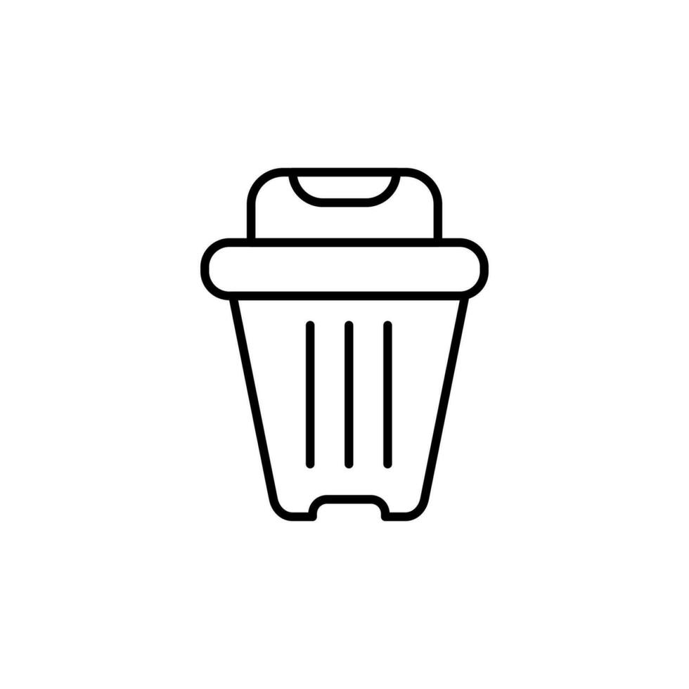 Trash Vector Line Symbol. Perfect for web sites, books, stores, shops. Editable stroke in minimalistic outline style