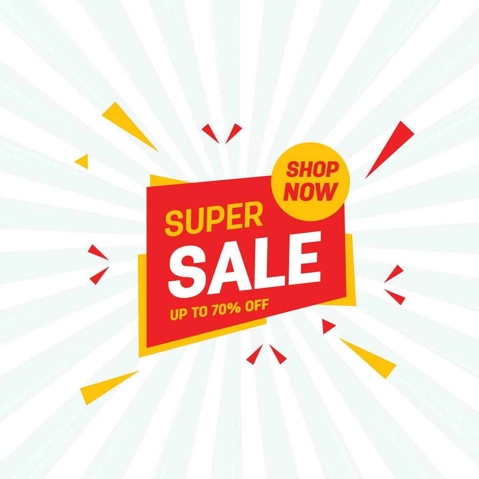 Super Sale Message in pop art style, promotional background, presentation poster. Flat design, vector illustration.