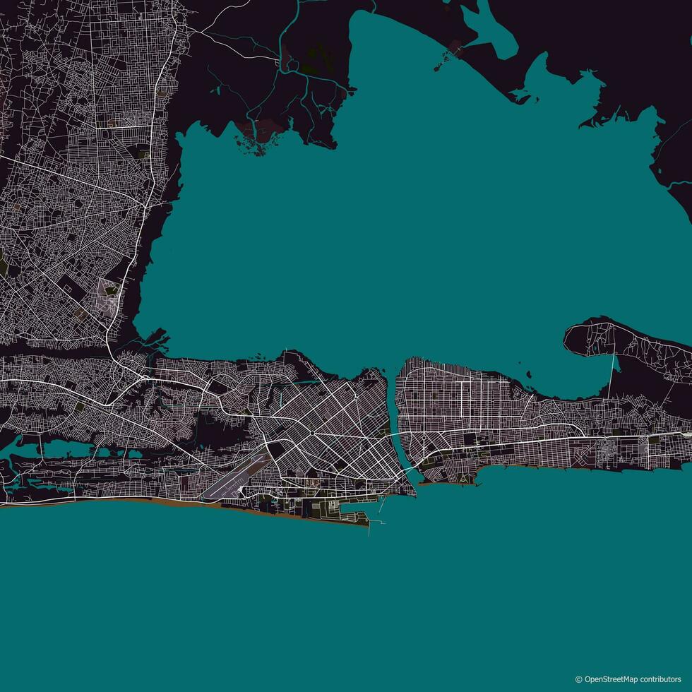 Vector city map of Cotonou, Benin