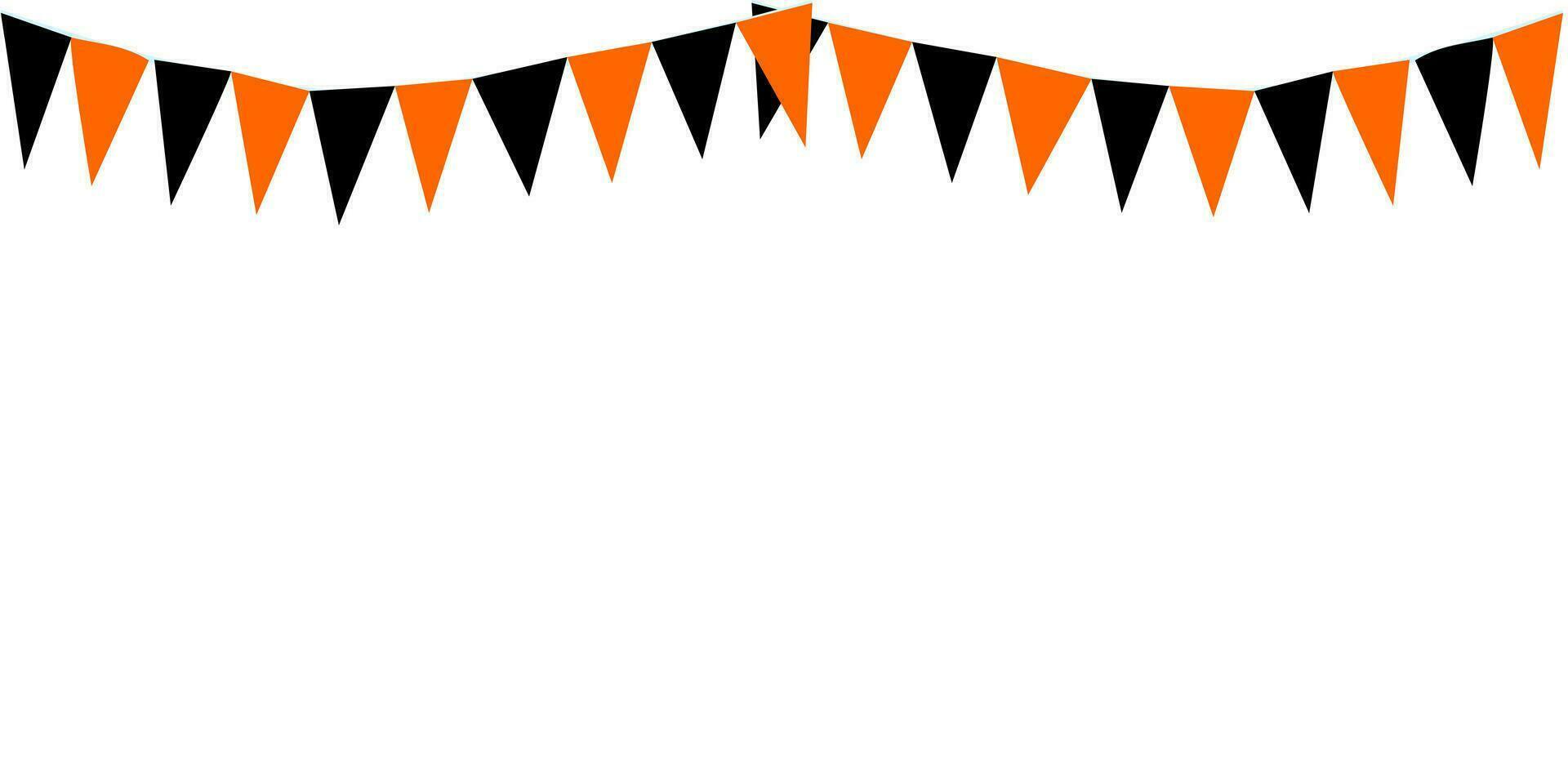 Bunting Hanging Orange Black Flags Triangles Banner Background. Halloween, Trick, Treat, Night, Harvesting, Autumn, Thanksgiving, Goust, Pumpkin, party, celebration concepts. vector