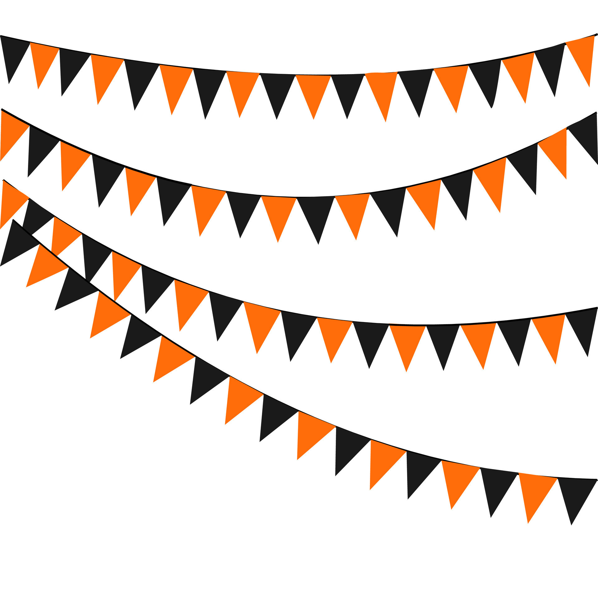 Bunting Hanging Orange Black Flags Triangles Banner Background