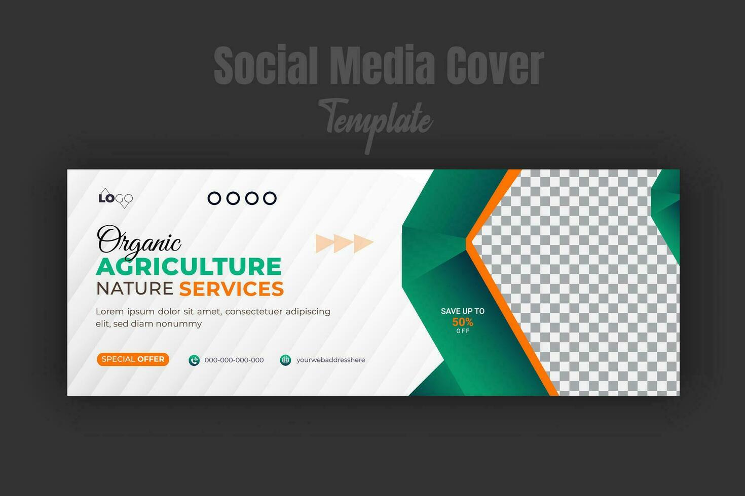 Organic food and farming, Landscaping, Gardening, agro farm services social media post design for agriculture promotion on timeline cover or web banner template flyer multipurpose used vector