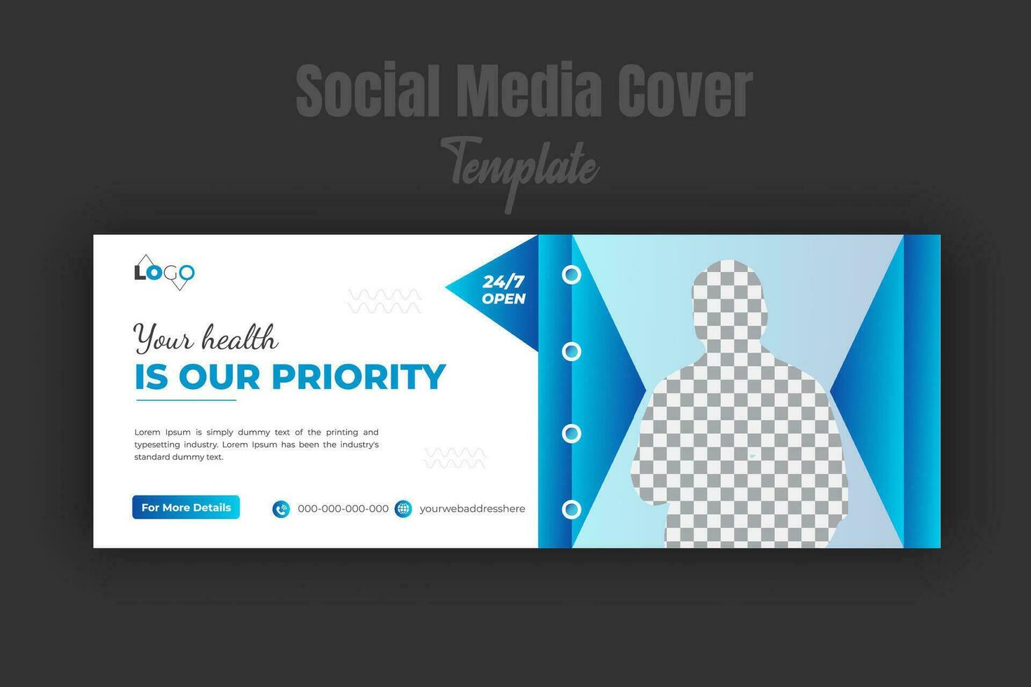 médico y cuidado de la salud social medios de comunicación enviar diseño modelo con editable web bandera. moderno y corporativo negocio promoción cronograma cubrir o bandera con azul resumen degradado color formas vector