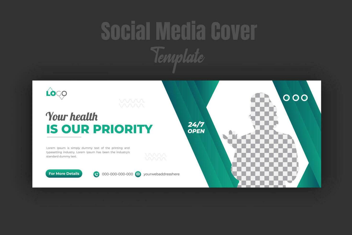 Medical healthcare or dentist and dental care timeline cover page banner template social media post design with geometric green gradient color shape with white background vector