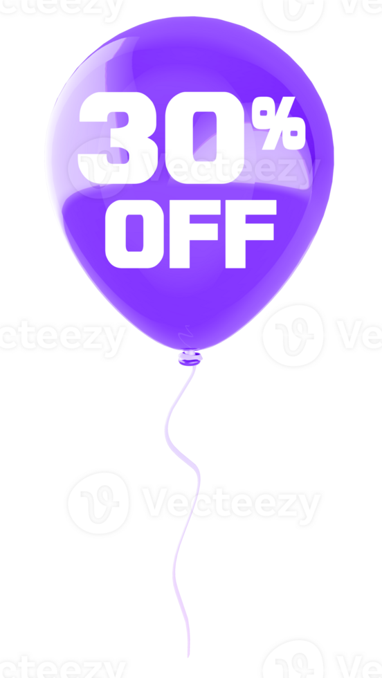 purple balloon with 30 off on transparent background png