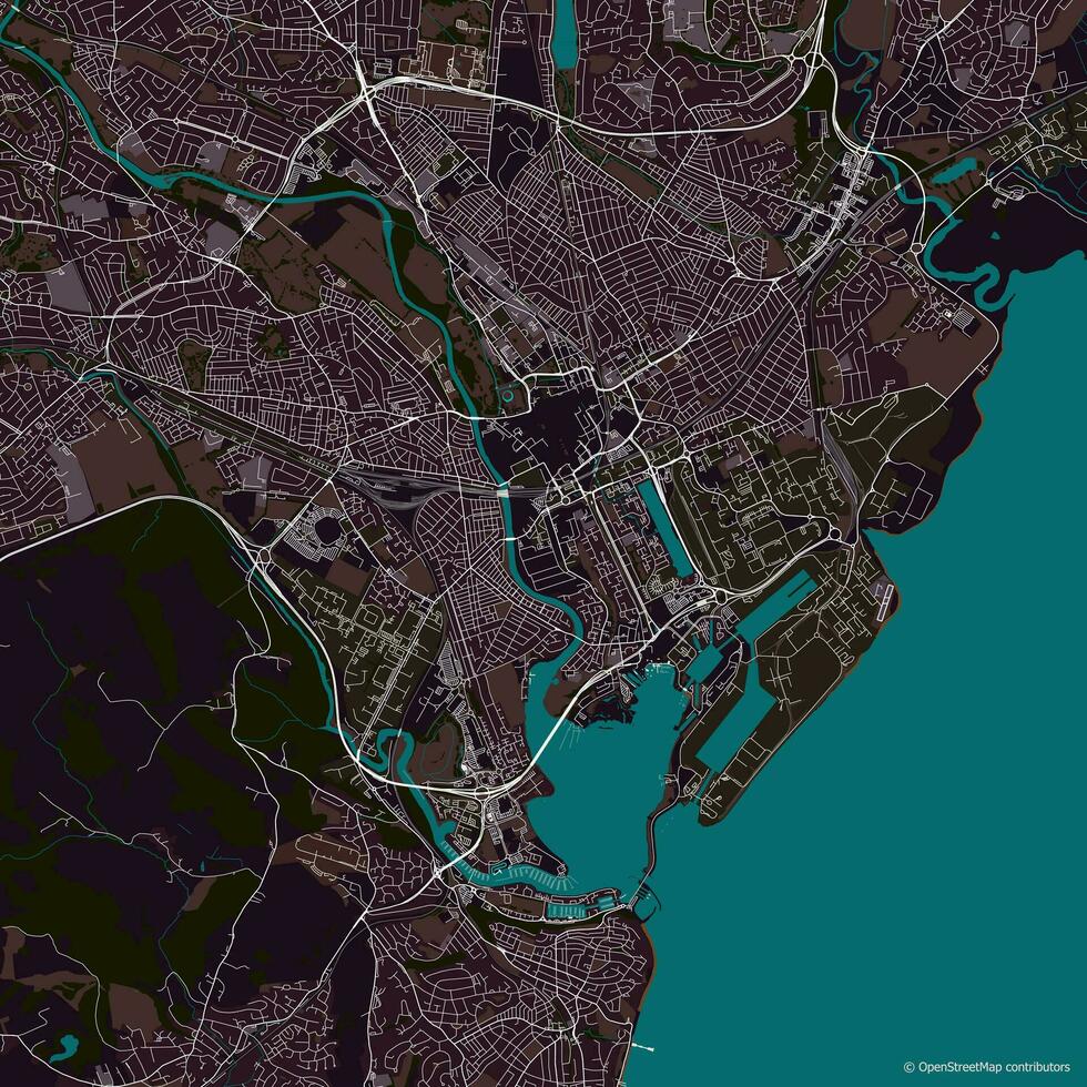 Vector city map of Cardiff, United Kingdom