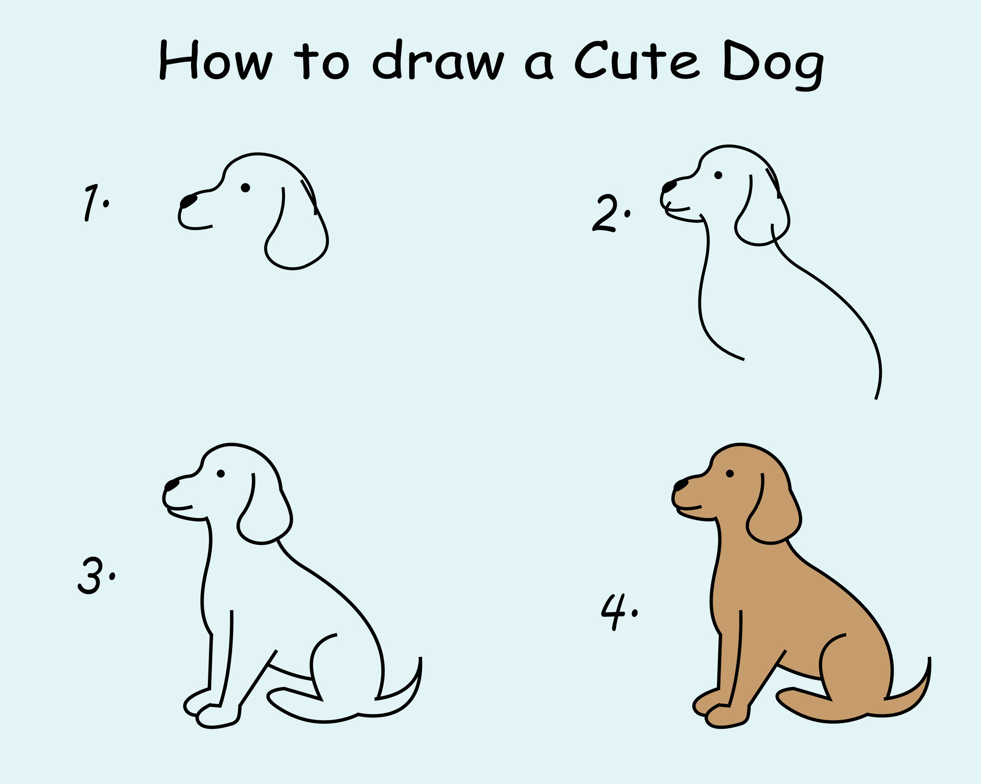 Step by step to draw a Dog. Drawing tutorial a Dog. Drawing lesson