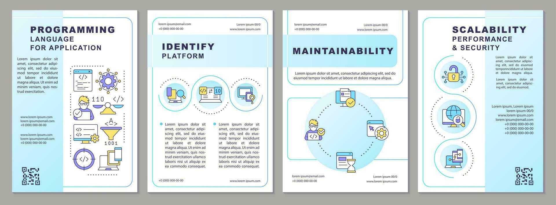 Choosing right programming language blue gradient brochure template ...