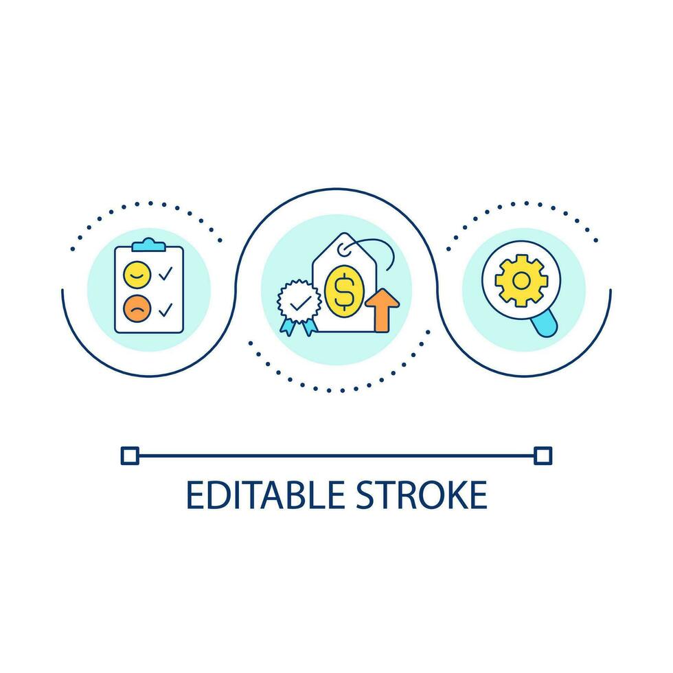 Growing prices loop concept icon. Customers feedback survey. Conduct poll. Business approach abstract idea thin line illustration. Isolated outline drawing. Editable stroke vector