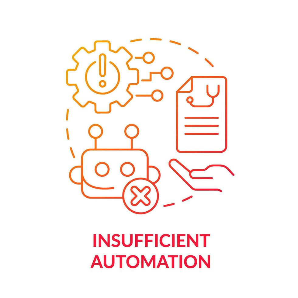 Insufficient automation red gradient concept icon. Tech-related challenge in public-health system abstract idea thin line illustration. Isolated outline drawing vector