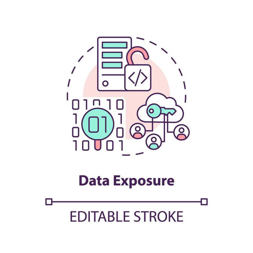 Data exposure concept icon. Procedural programming abstract idea thin line illustration. Sensitive information loss. Isolated outline drawing. Editable stroke vector